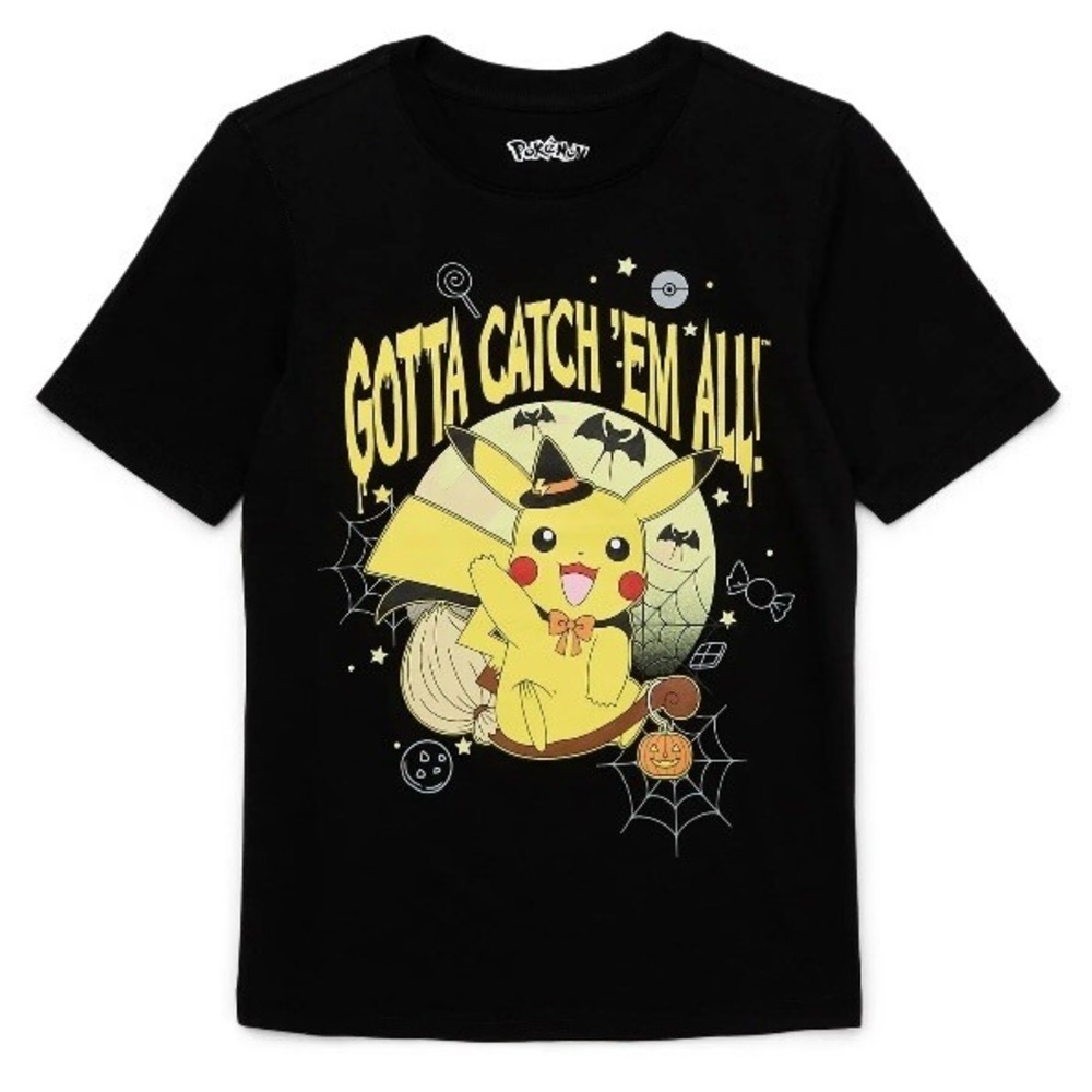 Pikachu Spooky Nights Boys Graphic Tee XXL 18 New with Tags Black Halloween Cute
